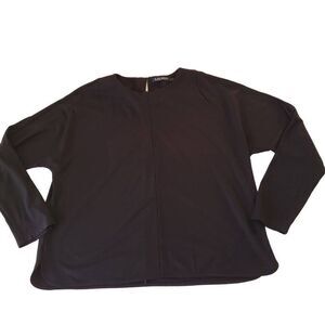 Lauren Ralph Lauren Black Stretch Nylon Blend Long Sleeve Pull Over Top Medium